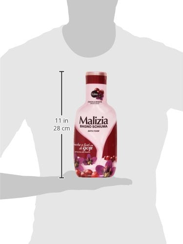 Malizia Emollient Bath Foam, Goji Berries and Flowers Scent 33.8 Fluid Ounce (1000mL) Bottle [Made in Italy]