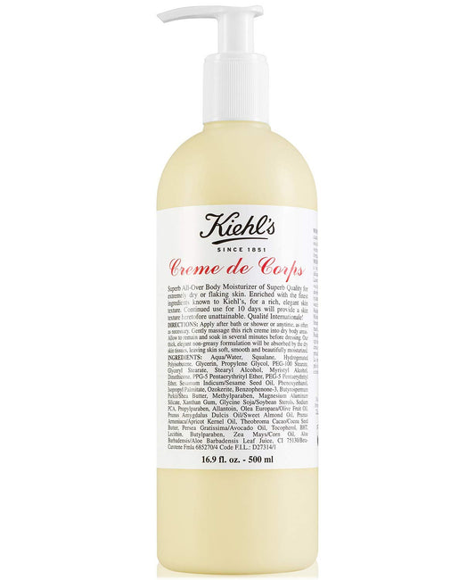 Kiehl's Creme De Corps for Extremely Dry or Flaking Skin Body Moisturizer for Unisex Ounce, 16.9 Fl Oz
